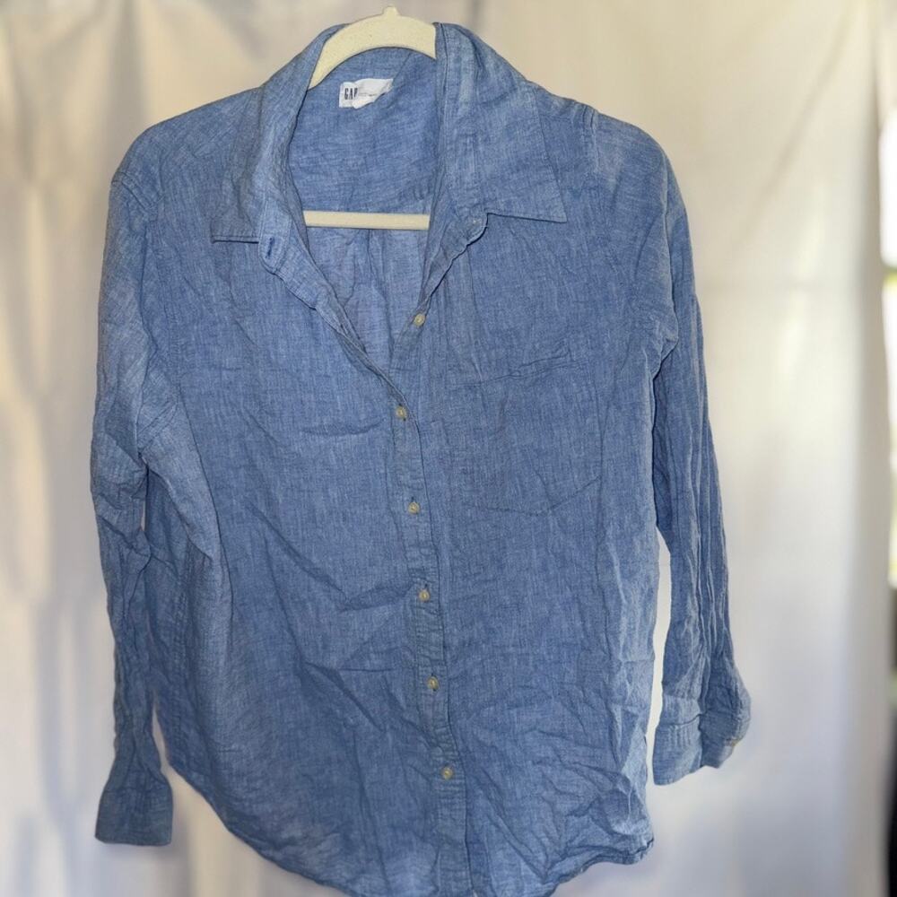 gap boyfriend fit long sleeve button up collared size xl